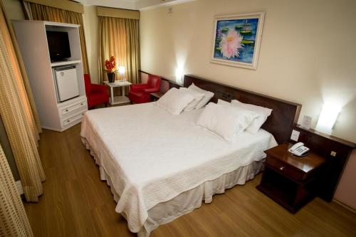a hotel room with a bed and a television at Hotel Dan Inn Campinas Cambuí - Um Hotel Clássico em Campinas By Nacional Inn in Campinas