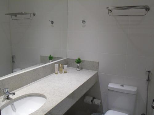 a bathroom with a sink and a toilet at Samba Tres Rios in Três Rios