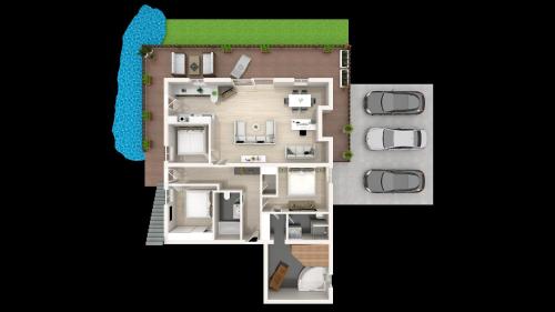 a rendering of a floor plan of a house at Chalet Weinberg Top 1 & Top 2 by Apartment Managers in Kirchberg in Tirol