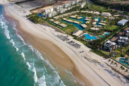 an aerial view of the beach and the ocean at Dom Pedro Laguna Beach Resort & Golf in Aquiraz