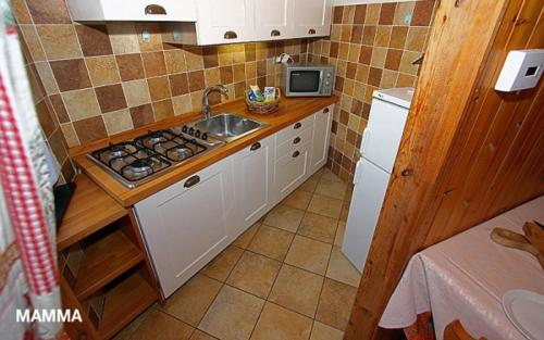 a small kitchen with a sink and a stove at Champoluc Apartment in Champoluc