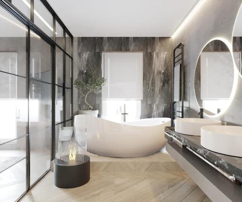 Et badeværelse på Apartament Diamond