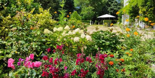 a garden filled with lots of different colored flowers at CHATEAU DE BRINVILLE in Saint-Sauveur-sur-École