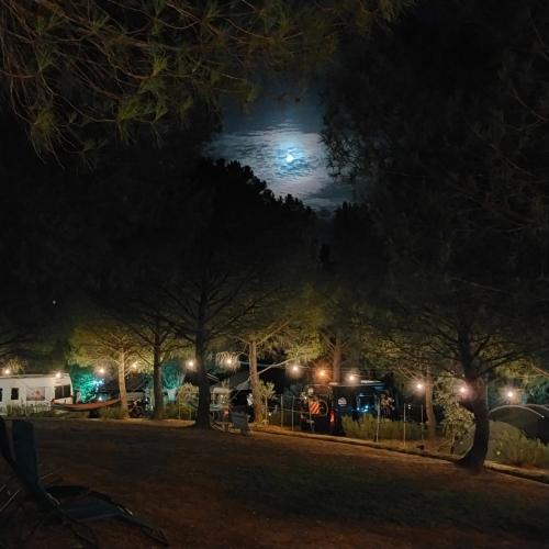 a night view of the moon over the water at AGRiCAMPiNG POGGiO Ai PiNi WiNE CAMPiNG in Certaldo