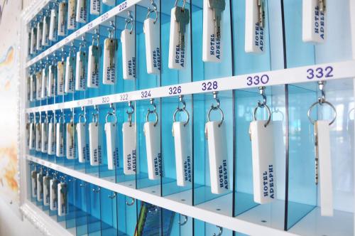 a display case filled with lots of wii controllers at Hotel Adelphi in Riccione