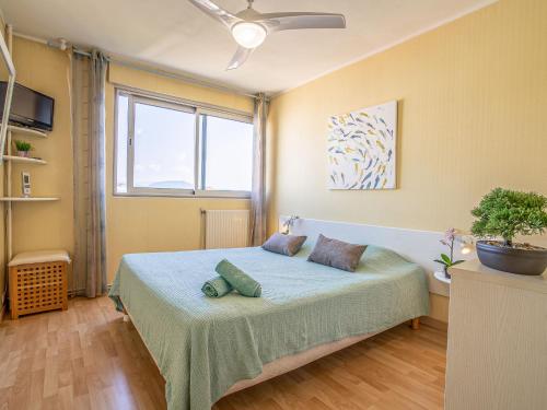 um quarto com uma cama com duas almofadas em Apartment Plein Soleil by Interhome em Nice