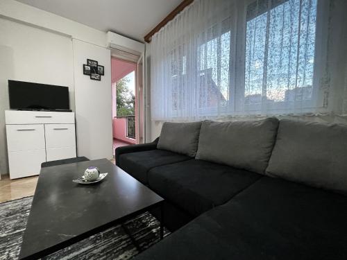 a living room with a couch and a table at Apartman Central in Bijeljina