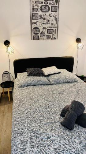 un lit avec deux oreillers dessus dans une chambre dans l'établissement 