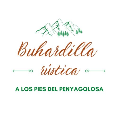 a mountain logo with the title logo for a travel agency at Buhardilla rústica muy acogedora in Villahermosa del Río