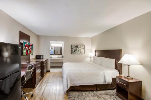 A bed or beds in a room at Red Roof Inn PLUS+ Dallas - Addison