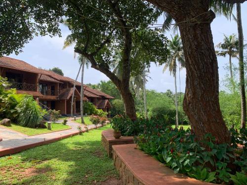 a view of the house from the garden at AMARA AYURVEDA RETREAT- Overlooking Evergreen Western Ghats an ecologically sustainable living space in Kovalam in Kovalam