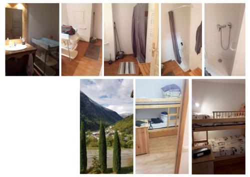 un collage de fotos de un baño y una habitación en Appartement Orelle Val-Thorens avec SPA, en Orelle