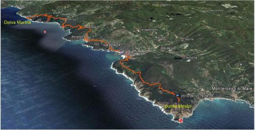 a map of the amalfi coast with orange highways at La Terrazza sul Mare in Levanto