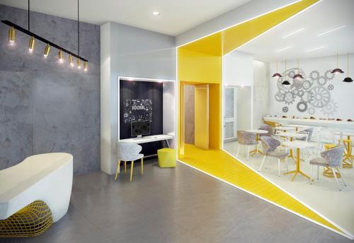 a dining room with a table and chairs at VISIONAPARTMENTS Rue de Berne - contactless check-in in Geneva