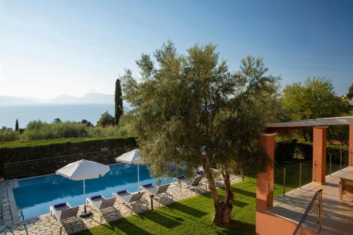 Utsikt mot bassenget på Ionian Luxury Villas eller i nærheten