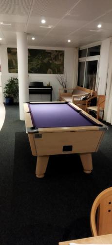a pool table in the middle of a room at Le Repaire du Golfeur de la Largue - Mooslargue in Mooslargue