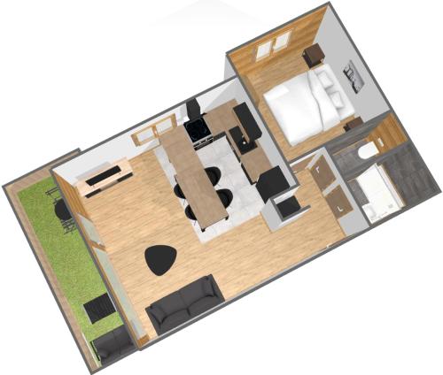 une salle avec plan d'étage dans l'établissement Appt Tournette - Centre Village, Vue Montagne - AravisTour, à Saint-Jean-de-Sixt