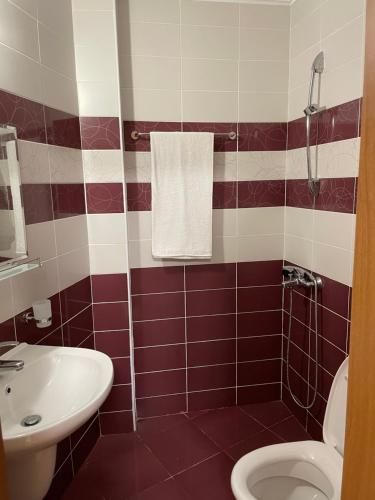 a bathroom with a toilet and a sink at Гранд Манастира , Пампорово in Pamporovo