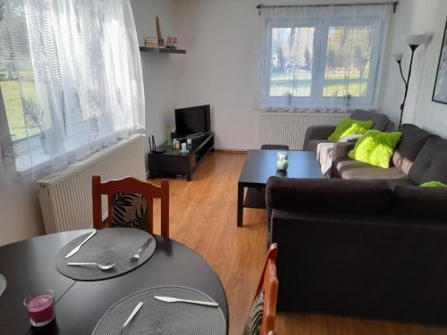 sala de estar con sofá y mesa en Apartmán U Máslů, en Bezděkov nad Metují