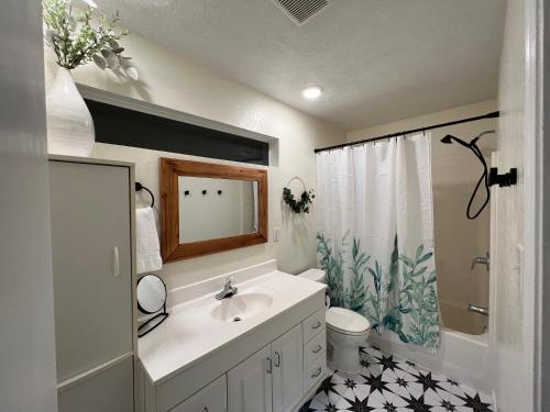 A bathroom at The Burque Boho House