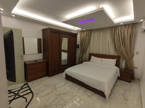 1 dormitorio con 1 cama y TV. en Le Royal Residence 3, en El Cairo