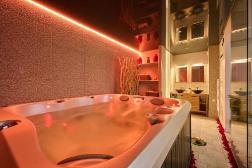 uma casa de banho com uma grande banheira num quarto em Sablotin SPA em Toulouse