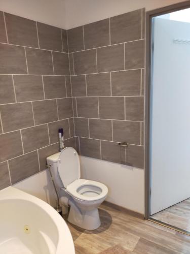 a bathroom with a toilet and a sink at logement atypique in Arles