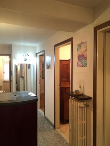 eine Küche mit einer Spüle und einer Arbeitsplatte in der Unterkunft Appartamento Castellaccio in Ponte di Legno