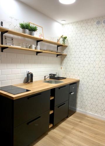 Кухня или мини-кухня в Apartament w samym sercu miasta z DARMOWYM PARKINGIEM Pod Złotym Lwem -hotel VI
