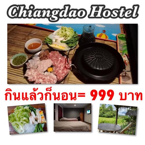 a collage of pictures of food on a table at Chiang Dao Hostel in Chiang Dao