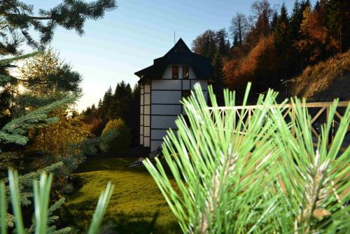 a small house in the middle of a garden at Vila Irina Kopaonik in Kopaonik