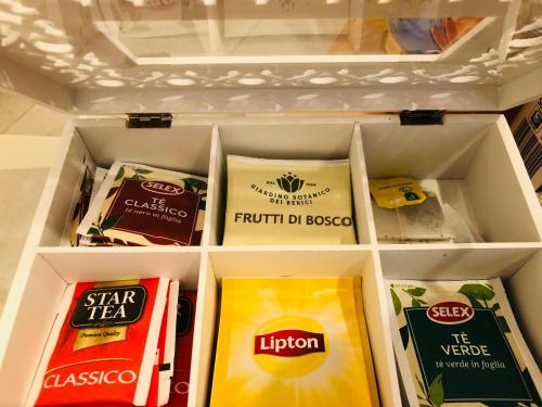 a refrigerator drawer filled with different types of food at L Antico Forno Bari Centro Storico in Bari