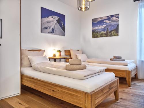een kamer met twee bedden in een kamer bij Panorama Lodge Alpine Living 201 in Tauplitz