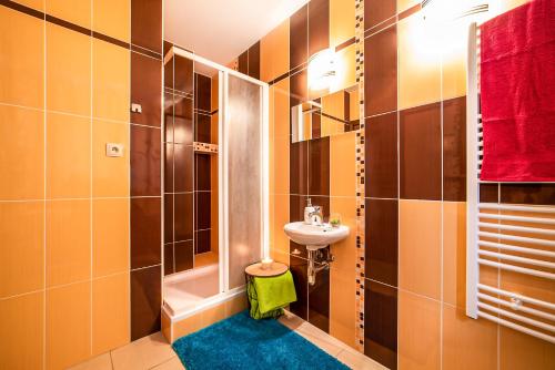 Bilik mandi di Apartman TULANIE 62 Kamzik Donovaly 2 IZBOVY Mezonet Deluxe parkovanie v podzemnej garáži ZDARMA