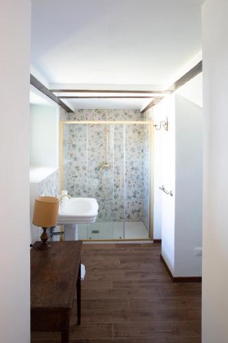 a bathroom with a sink and a shower at Villa Guarienti Valpolicella in Fumane