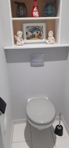 ein weißes Bad mit einem weißen WC und einem Regal in der Unterkunft Studio meublé 27m2 - Entrée privée in Demange-aux-Eaux