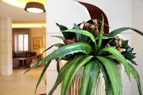 a potted plant in the lobby of a building at Hotel Garden in Peschiera del Garda