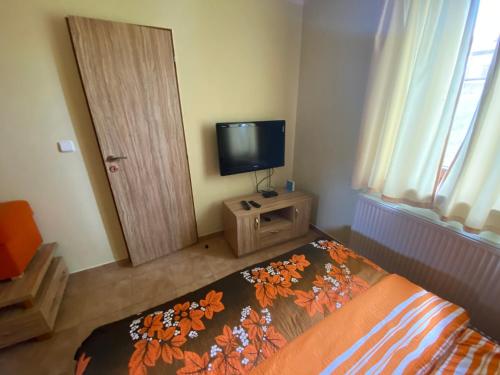 Televízia a/alebo spoločenská miestnosť v ubytovaní Apartmány F - chata SVOBODĚNKA