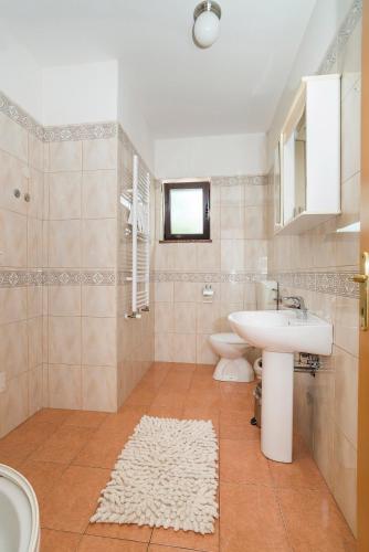 a bathroom with a sink and a toilet at Apartments Vienna in Zambratija