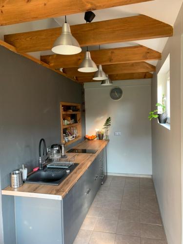 Dapur atau dapur kecil di Two story tiny house with private entry