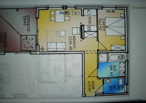 a drawing of a floor plan of a building at Ferienwohnungen Vier Jahreszeiten in Längenfeld
