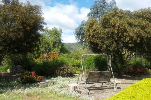 a swing sitting in the middle of a garden at Castlegate Guest Apartment in Vista