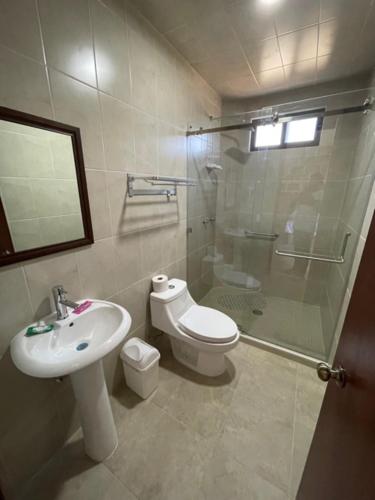 Vonios kambarys apgyvendinimo įstaigoje Posada Campestre Tasquillo