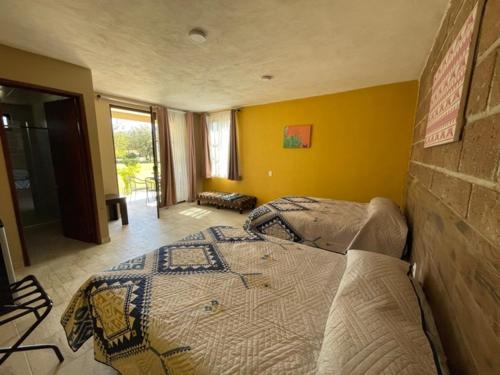 1 dormitorio con 1 cama grande en una habitación en Posada Campestre Tasquillo, en Tasquillo