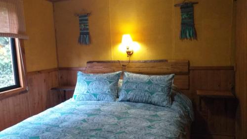 Łóżko lub łóżka w pokoju w obiekcie Dos Oregones Caburgua