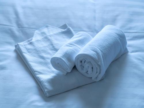 Un pat sau paturi într-o cameră la EN HOTEL Hamamatsu