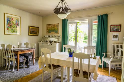 a kitchen and dining room with a table and chairs at Boråkra Bed & Breakfast in Karlskrona