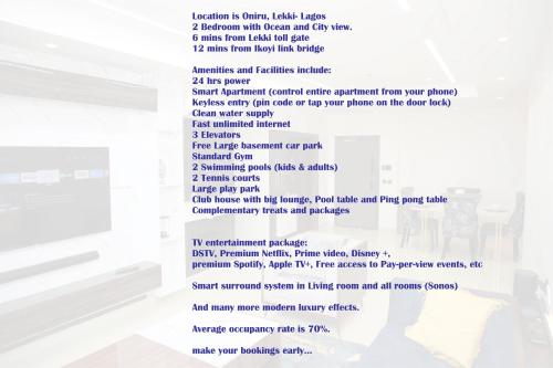 a screenshot of a document on a computer screen at Oceanview Smart Home with Pool in Oniru-Lekki 1 in Lekki