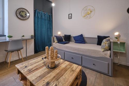 Calme en centre ville Appartement , spacieux et rénové à 50m de la Place Carnot tesisinde bir odada yatak veya yataklar