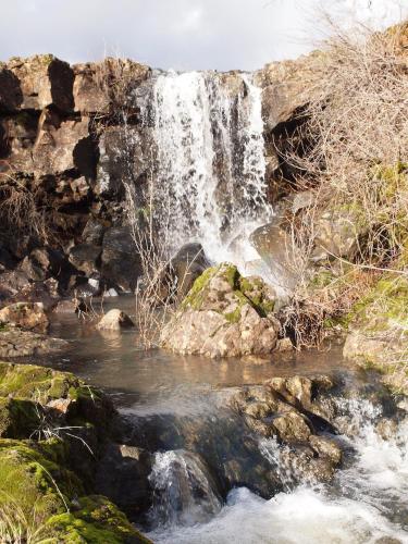 a waterfall on the side of a river at Bear Creek Falls Lodge on 67 acres Creek & Waterfalls in Millville